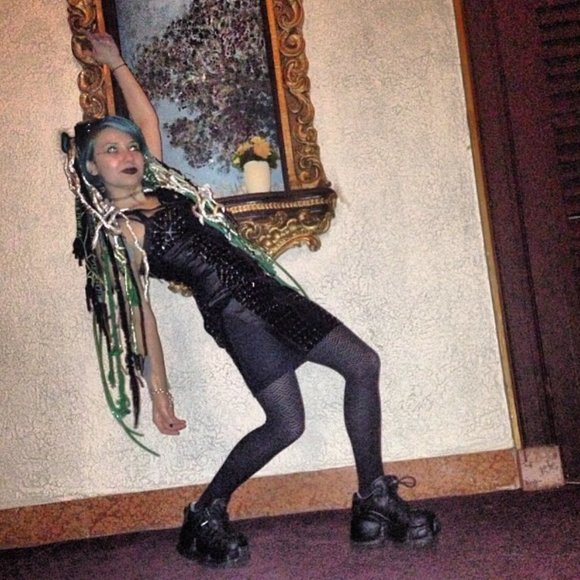 Lip Service Cult Holographic Neurotransmission Cyber Gothic Fetish Dress Small - Picture 2 of 13